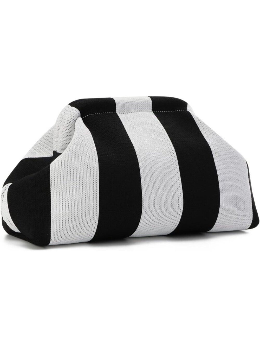 Women’s White Black Striped Dumpling Clutch Purse Bag Unique Summer Handbag